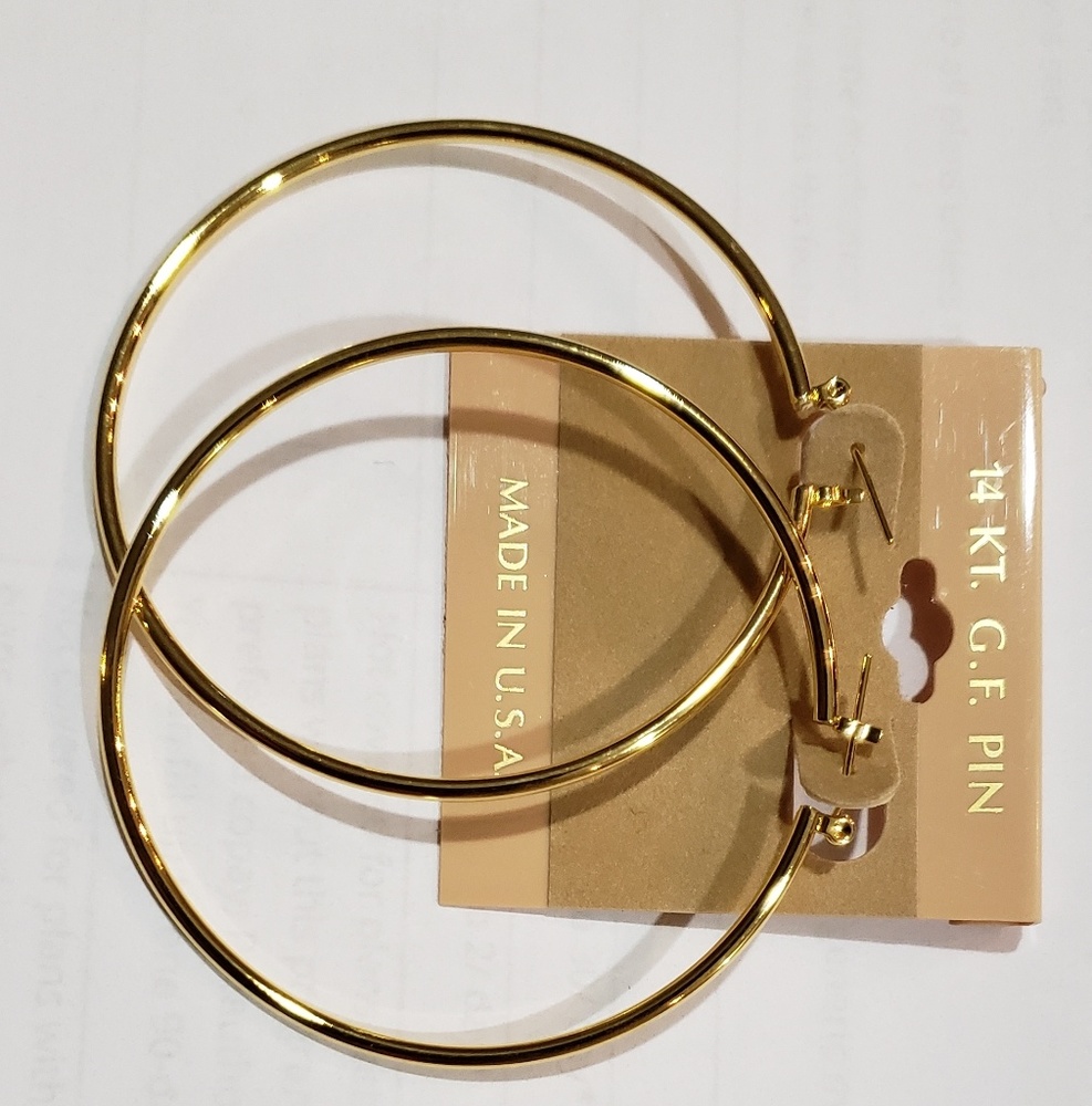 14k gold filled hoop earrings made in USA 2 inch